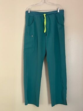 Figs Kade Cargo Scrub Pants with 4 Pockets and Yellow Neon Drawstring